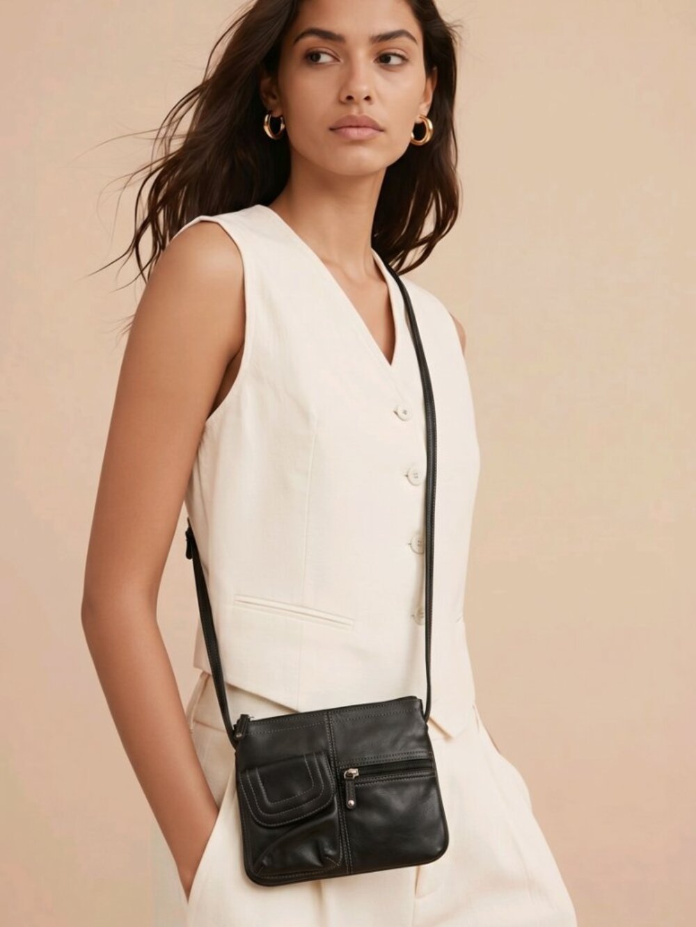 Tignanello Black‎ Crossbody Handbag with Cell Phone Holder